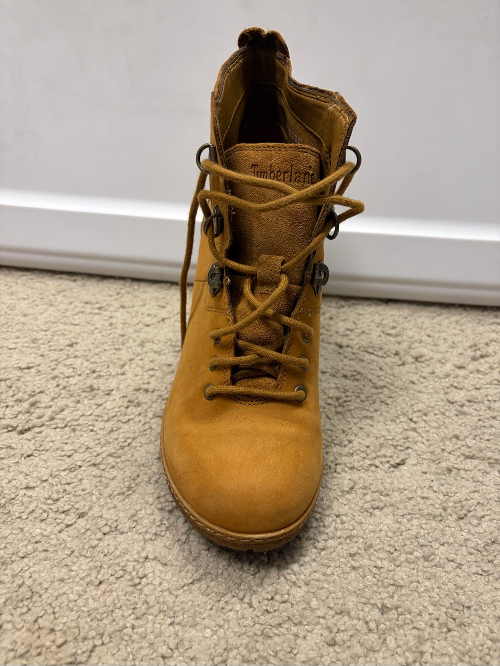 Timberland Tan Lace-Up Block Heel Ankle Boots - Picture 2 of 7